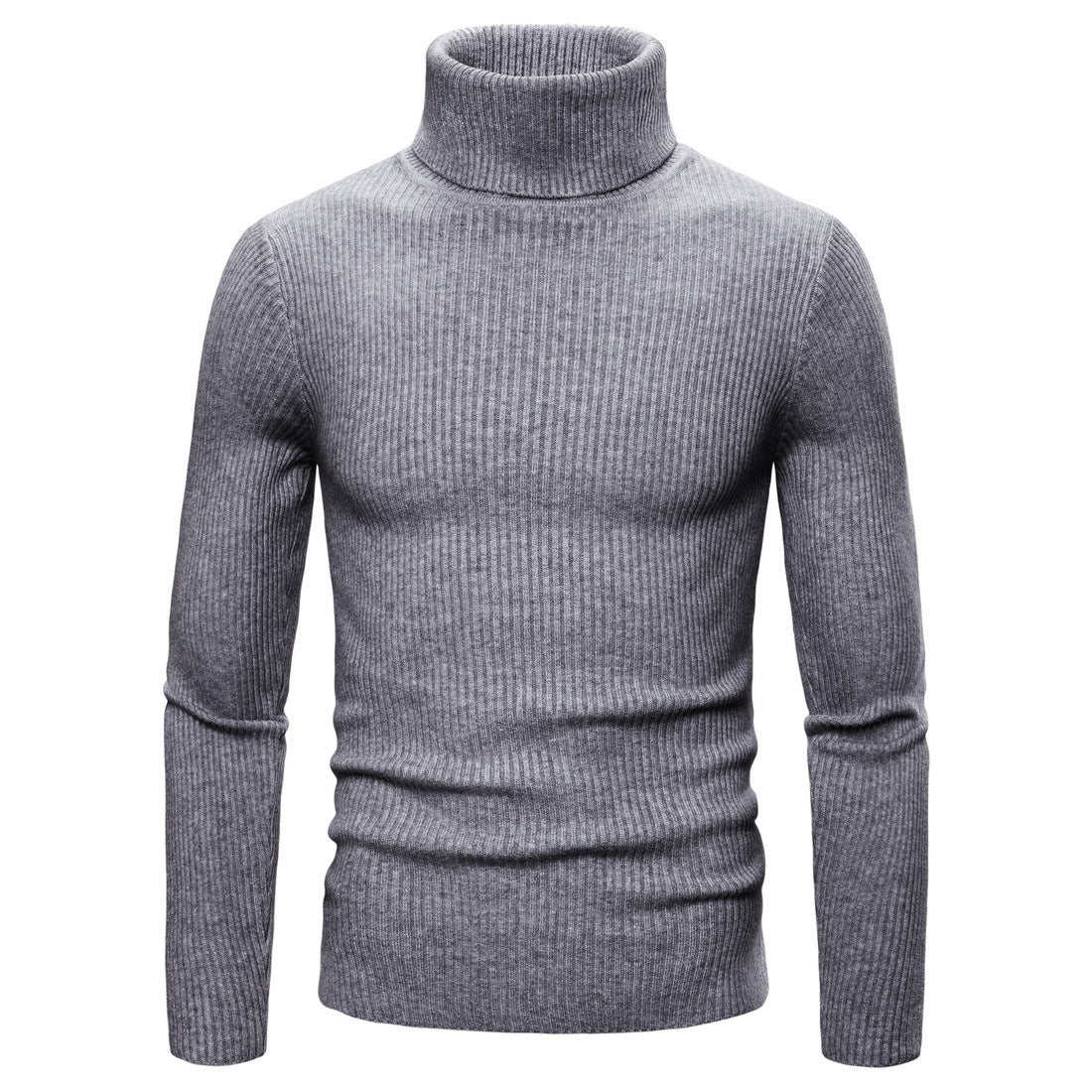 Pull Col Roulé Gris Foncé Homme – Image 2