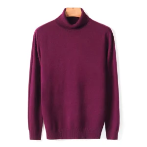 Col Roulé Homme Épais Rouge Bordeaux