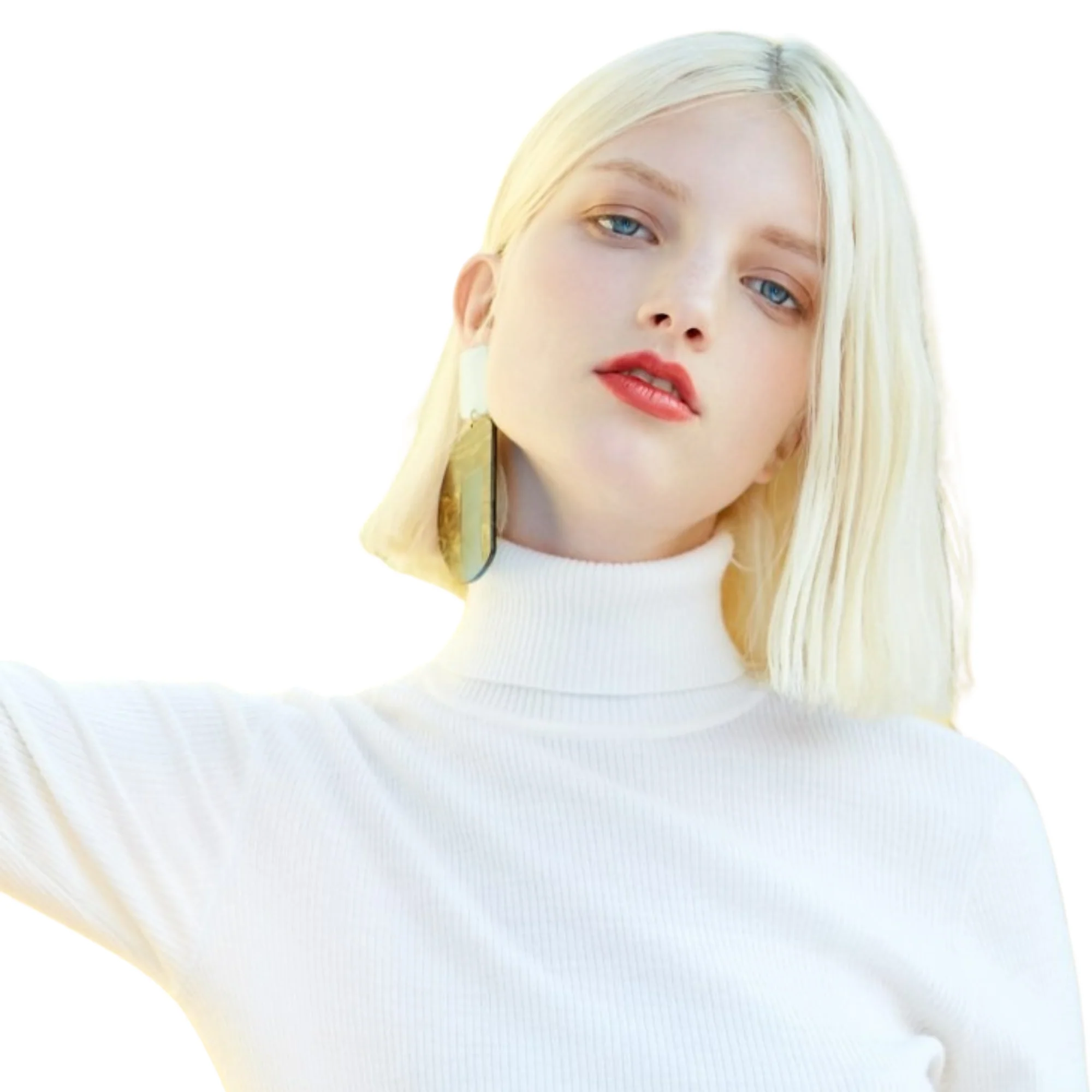 Col Roulé Laine Femme Blanc – Image 5