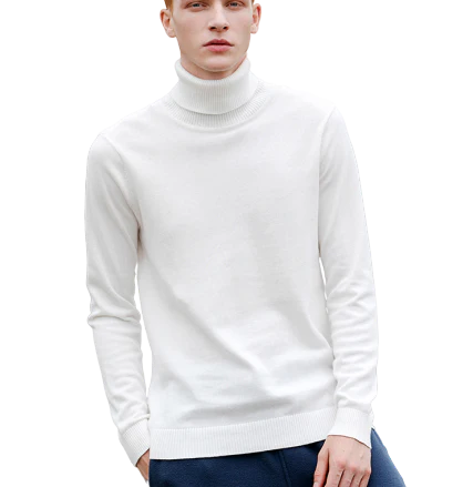Col Roulé Pull Homme Blanc – Image 3