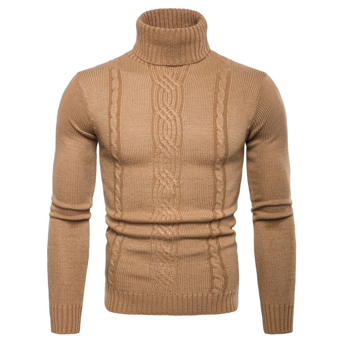Pull Col Roulé Laine Homme Orange – Image 2