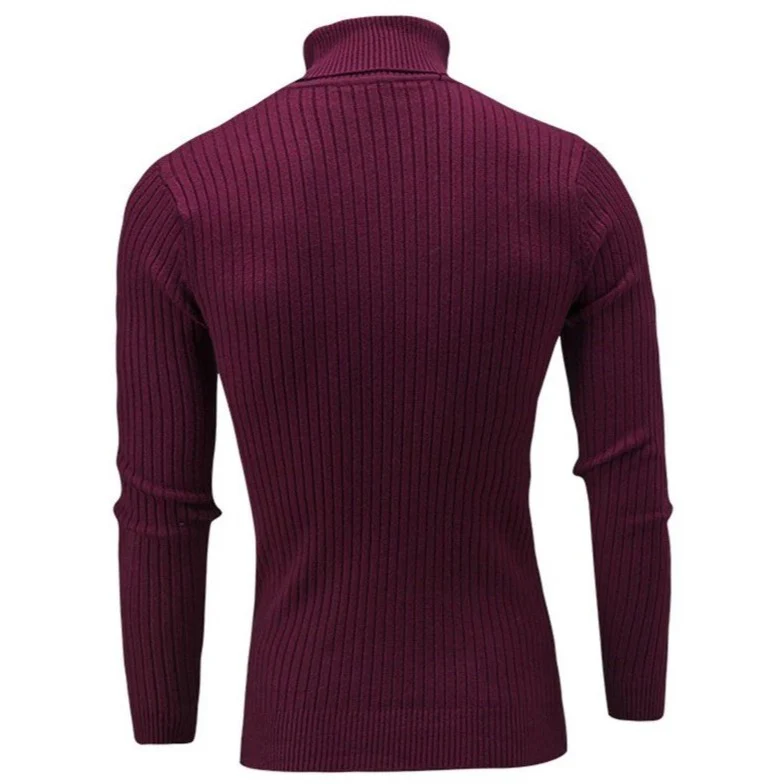 Col Roulé Homme Rouge Bordeaux – Image 3